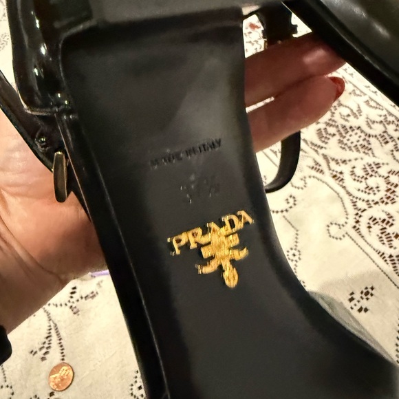 Authentic PRADA Modellerie Black Patent Leather Block Heel EU 37.5 US 7.5 - Picture 6 of 16